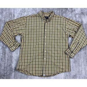 American Eagle Mens Shirt Large Yellow Plaid Long Sleeve Button Down Casual